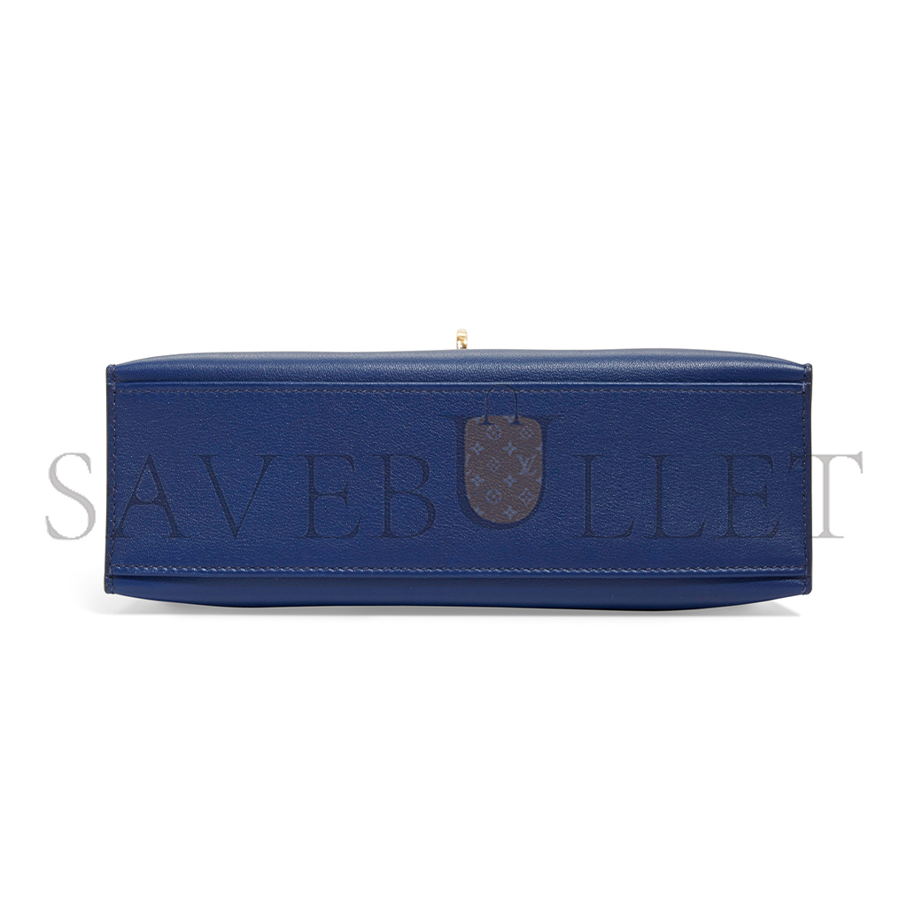 H**mes a bleu saphir swift leather kelly pochette with gold hardware (22*14*7cm)